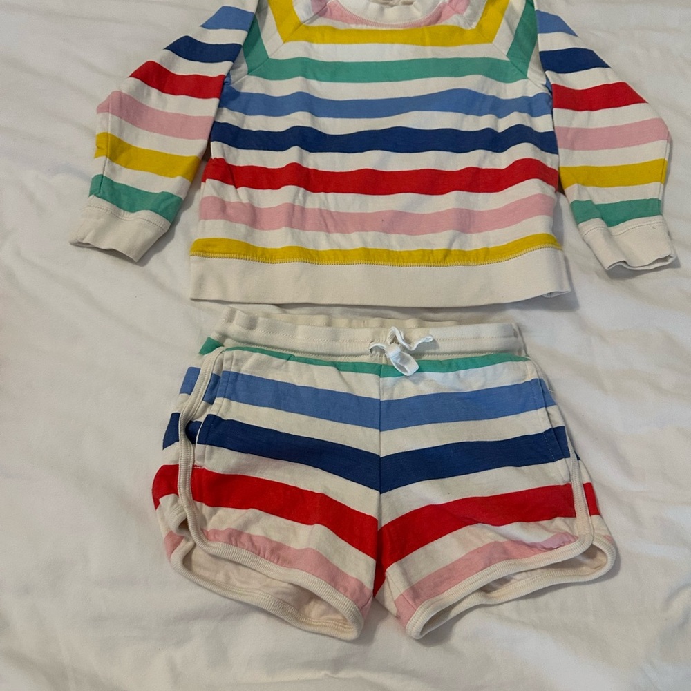 Colorful Striped Sweater and Shorts Set
